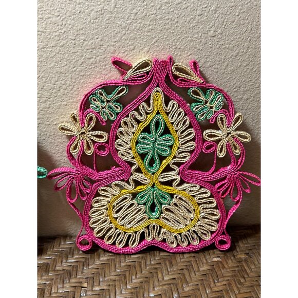 Bundle Of 2 Vintage Wicker Straw Trivet Round - Picture 3 of 10